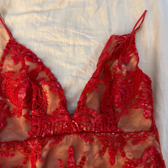 FREE PEOPLE Night Shimmer Mini Dress Red (SD1) - Picture 5 of 6